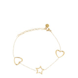 Roxie Surgical Steel 14K Gold Plated Bracelet Star & Heart3
