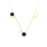 Roxie Surgical Steel Plated 14 Carat Gold Necklace Black Rings