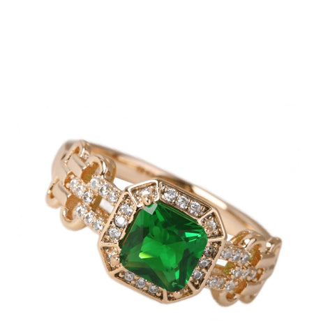 Roxie Surgical Steel Plated 18K Gold Ring Green Crystals