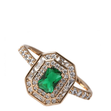 Roxie Surgical Steel Plated 18K Gold Ring Green Lover2
