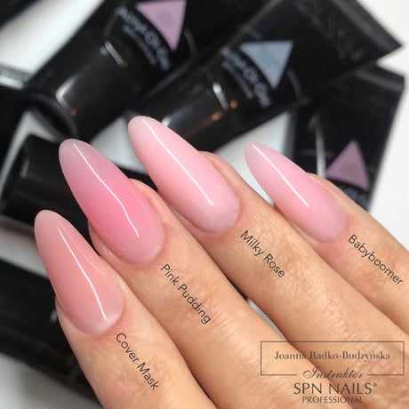SPN Nails Acryl-O!-Gel Acrylic Gel Milky Rose different shades on nails