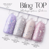 SPN Nails UV LaQ Bling Top Holographic Silver Collection