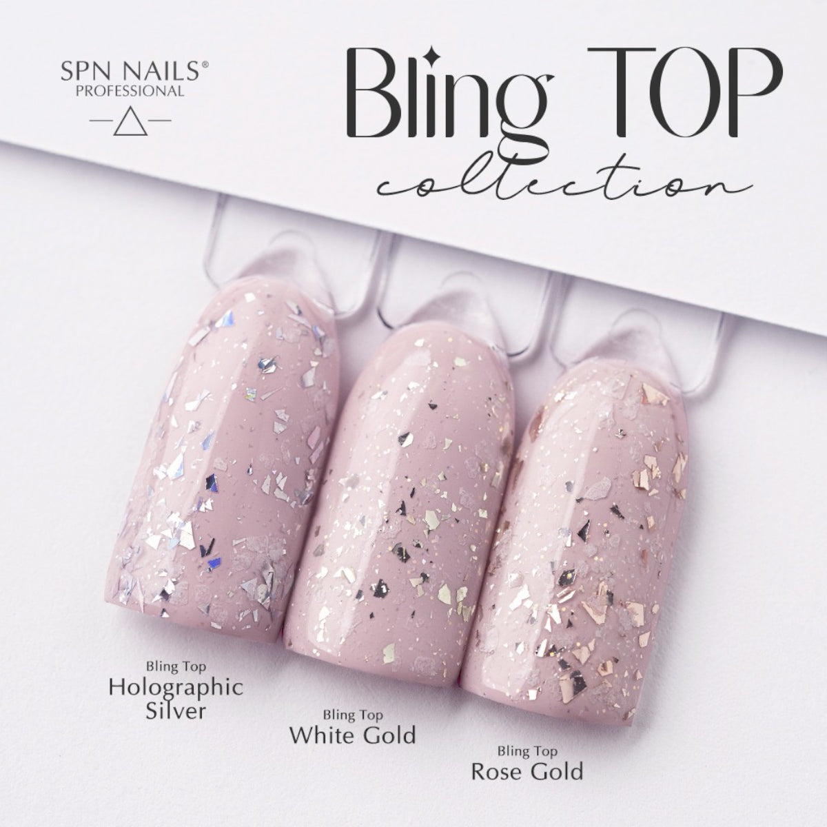 SPN Nails UV LaQ Bling Top Holographic Silver Tops