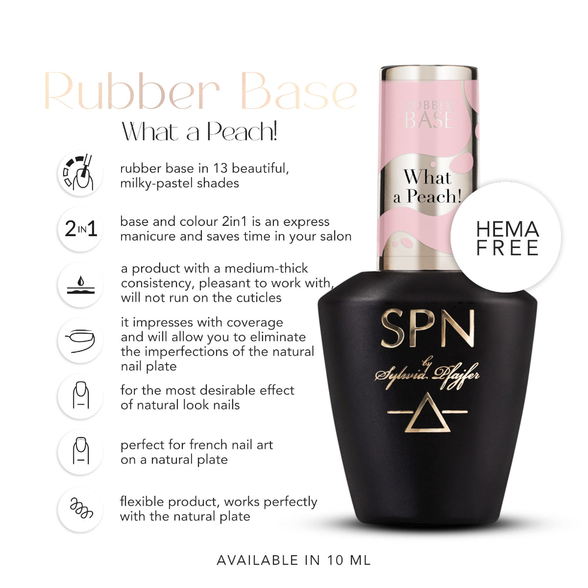 SPN Nails Rubber Base COLOR & GO! What a Peach! Hema Free