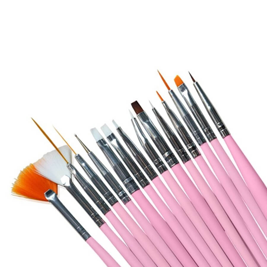 Sunone Professional Nail Brushes Set 15pcs pink close